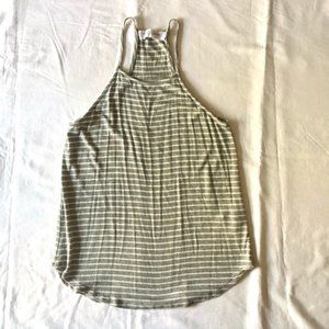 Gray and white stripped racer back thin strap sweater tank